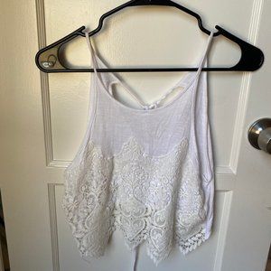 PacSun White Tank Top with Lace Detail
